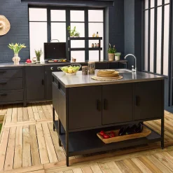 Cozinha exterior estilo ilha em aço inoxidável de 2 módulos