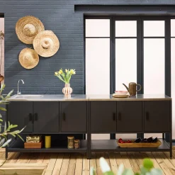Cozinha exterior estilo ilha em aço inoxidável de 2 módulos