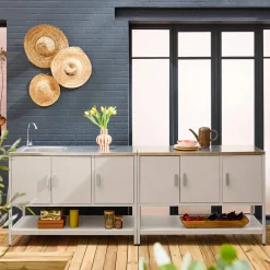 Cozinha exterior estilo ilha em aço inoxidável de 2 módulos