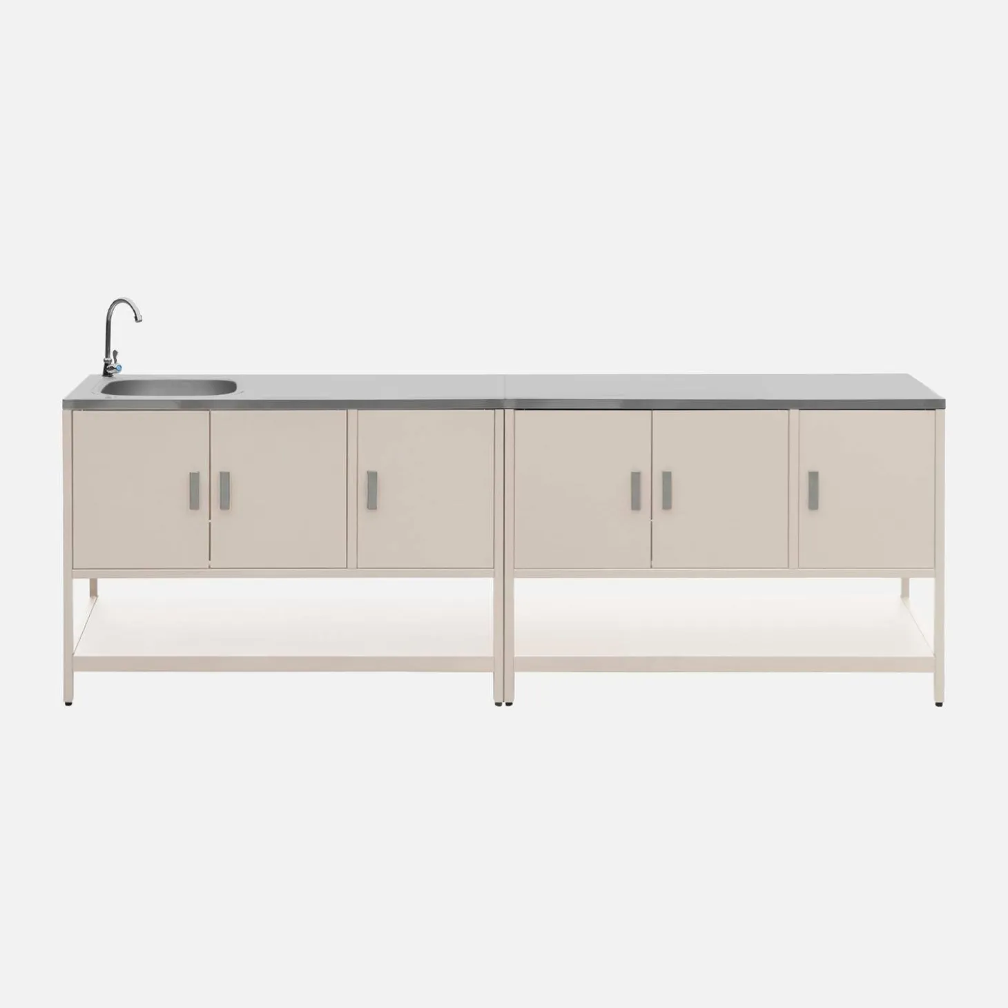 Cozinha exterior estilo ilha em aço inoxidável de 2 módulos