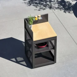 Cozinha externa aço e decoração madeira 1 prateleira 60cm