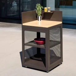 Cozinha externa aço e decoração madeira 1 prateleira 60cm