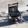 Cozinha externa de aço com 2 prateleiras, 2 tampos e suporte de parede, 80cm