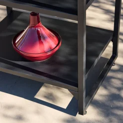 Cozinha externa de aço com 2 prateleiras, 2 tampos e suporte de parede, 80cm