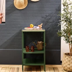 Cozinha externa de aço com 2 prateleiras, 49cm