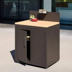 Cozinha externa de aço e decoração de madeira 2 portas 1 gancho 80cm