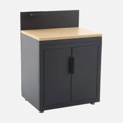 Cozinha externa de aço e decoração de madeira 2 portas 1 gancho 80cm