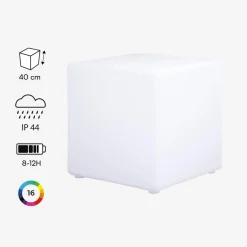 Cubo luminoso LED com bateria para interior/exterior