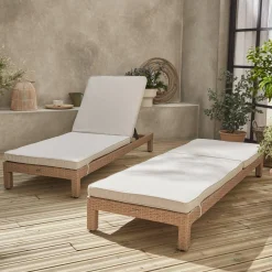 Espreguiçadeira em resina tecida, multi-posição, set de 2