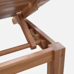 Espreguiçadeira modular multiposições em madeira de acácia com mesa, set de 2