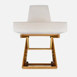 Espreguiçadeira reclinável em madeira de acácia com almofada e rodas