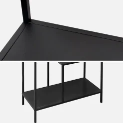 Estante assimétrica em metal preto com 4 prateleiras