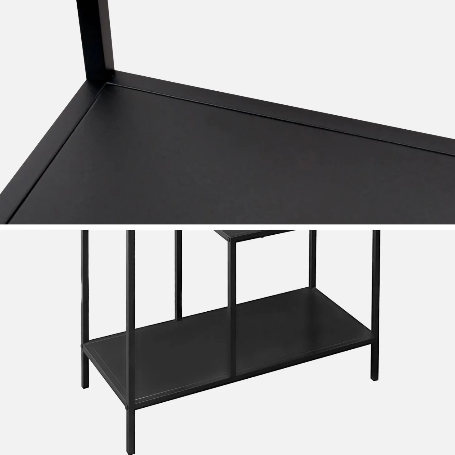 Estante assimétrica em metal preto com 4 prateleiras
