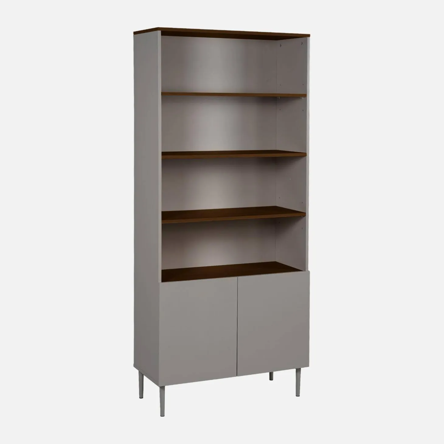 Estante, biblioteca de metal e decoração de madeira com 6 níveis