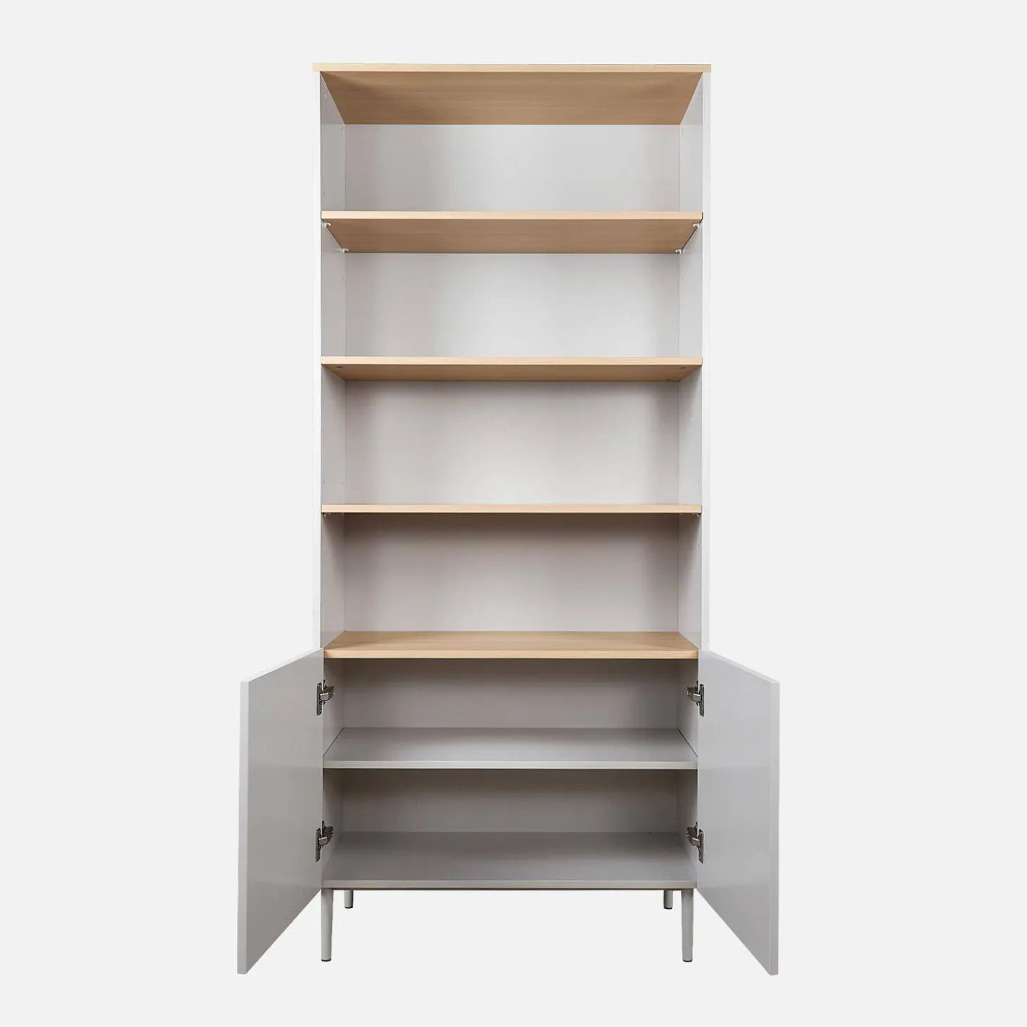 Estante, biblioteca de metal e decoração de madeira com 6 níveis