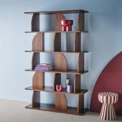 Estante, biblioteca exótica decoração madeira, 5 níveis