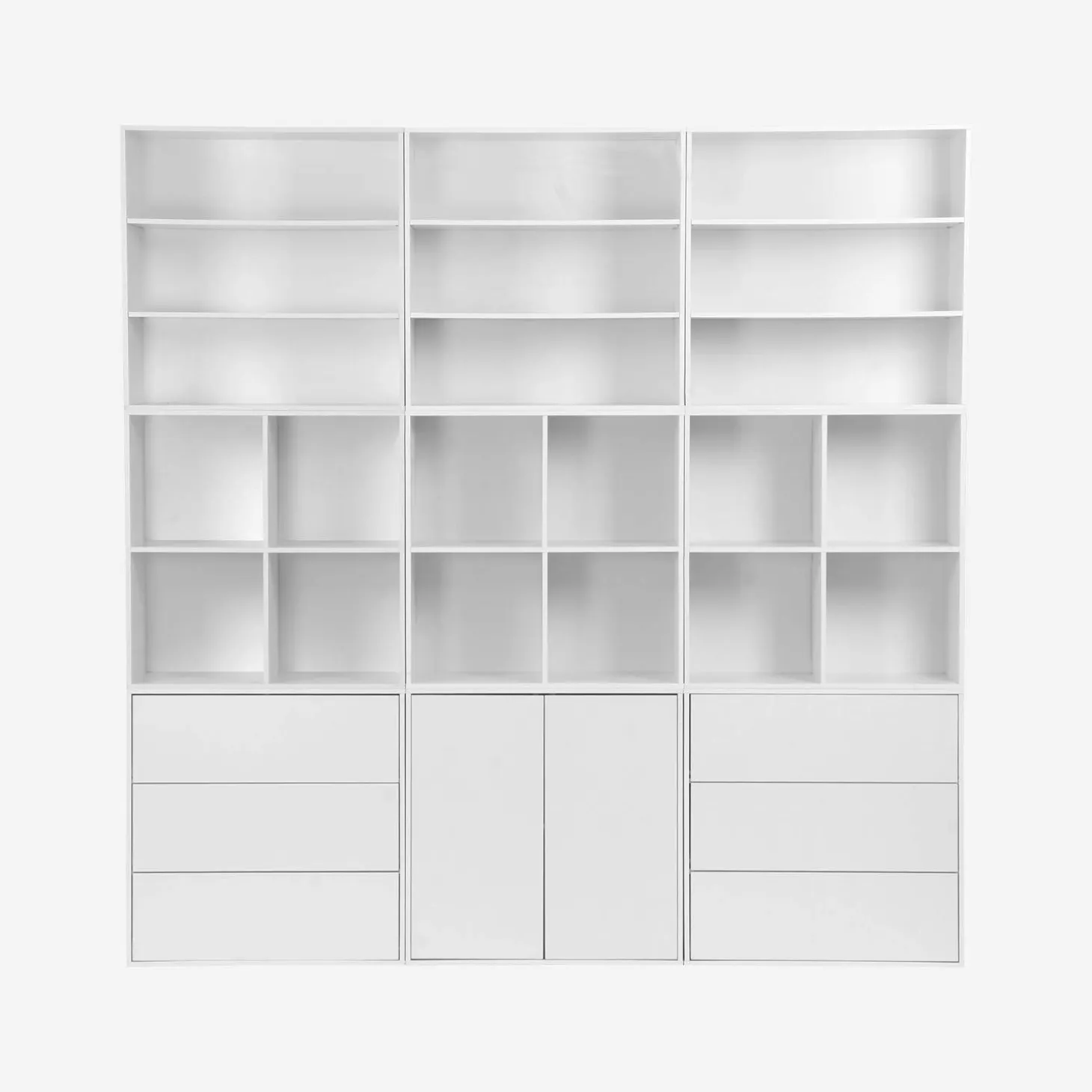 Estante, biblioteca, módulo de armazenamento de 3 prateleiras
