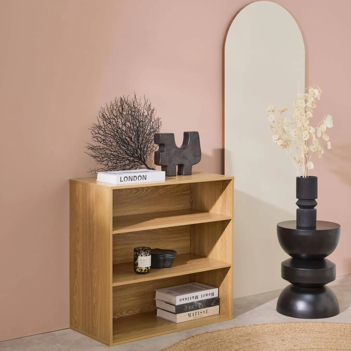 Estante, biblioteca, módulo de armazenamento de 3 prateleiras