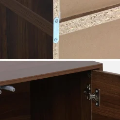 Estante, biblioteca modular decoração madeira, 2 portas e 8 nichos