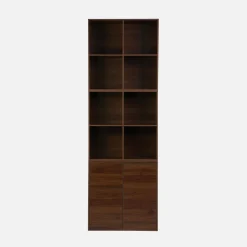 Estante, biblioteca modular decoração madeira, 2 portas e 8 nichos
