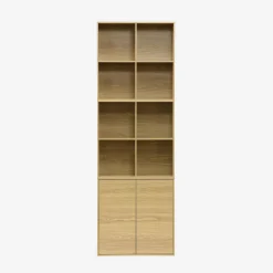 Estante, biblioteca modular decoração madeira, 2 portas e 8 nichos