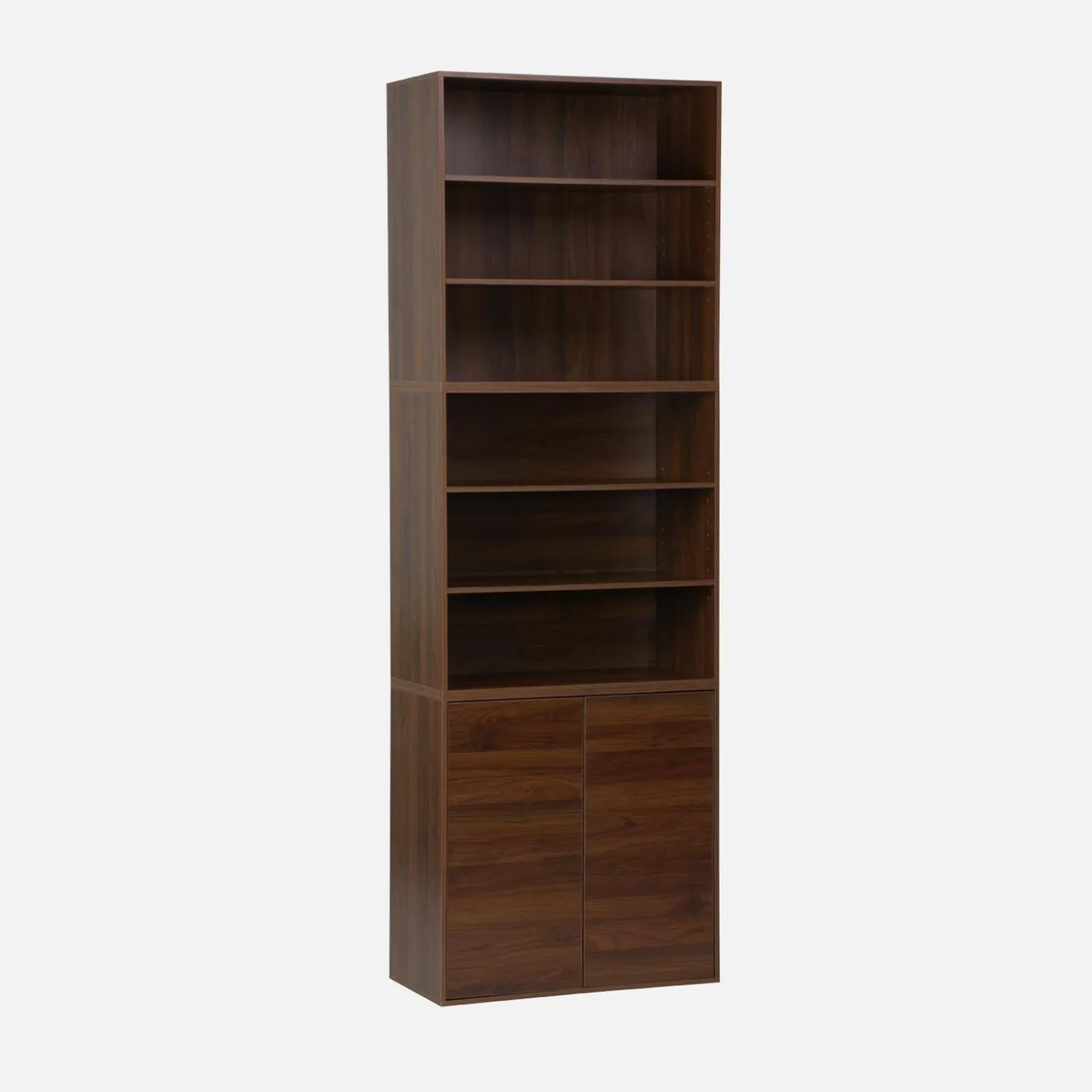 Estante, biblioteca modulável decoração madeira, 2 portas e 5 prateleiras