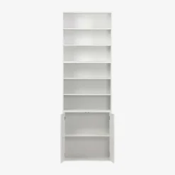 Estante, biblioteca modulável decoração madeira, 2 portas e 5 prateleiras