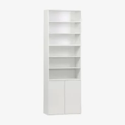 Estante, biblioteca modulável decoração madeira, 2 portas e 5 prateleiras