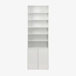 Estante, biblioteca modulável decoração madeira, 2 portas e 5 prateleiras