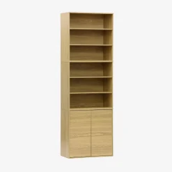 Estante, biblioteca modulável decoração madeira, 2 portas e 5 prateleiras