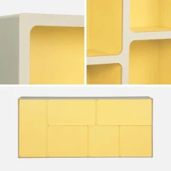 Estante de biblioteca orgânica decoração madeira bicolor 8 compartimentos