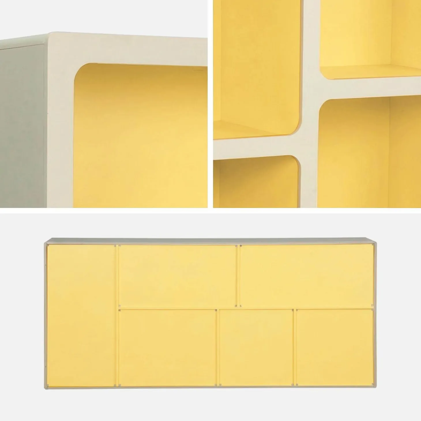 Estante de biblioteca orgânica decoração madeira bicolor 8 compartimentos