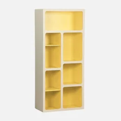 Estante de biblioteca orgânica decoração madeira bicolor 8 compartimentos