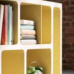 Estante de biblioteca orgânica decoração madeira bicolor 8 compartimentos