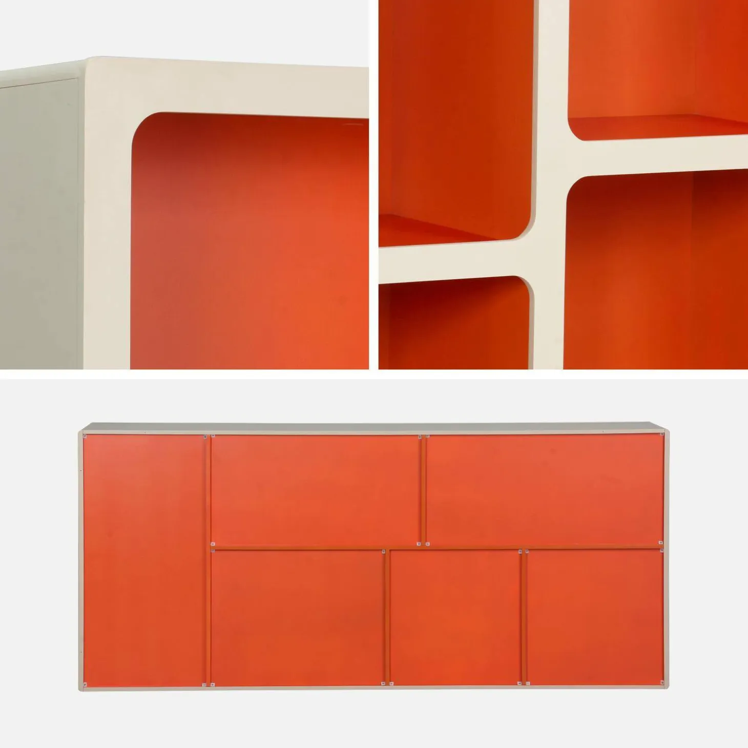 Estante de biblioteca orgânica decoração madeira bicolor 8 compartimentos
