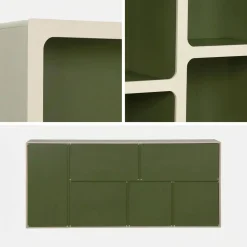 Estante de biblioteca orgânica decoração madeira bicolor 8 compartimentos