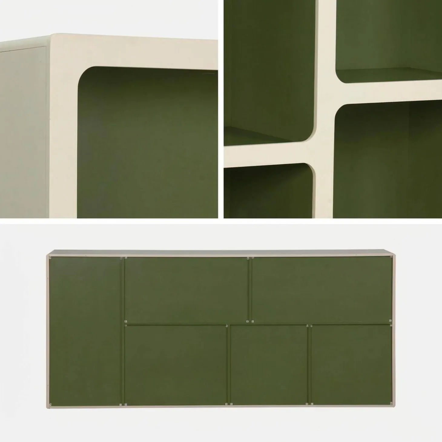 Estante de biblioteca orgânica decoração madeira bicolor 8 compartimentos