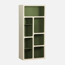 Estante de biblioteca orgânica decoração madeira bicolor 8 compartimentos