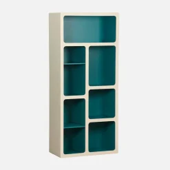 Estante de biblioteca orgânica decoração madeira bicolor 8 compartimentos