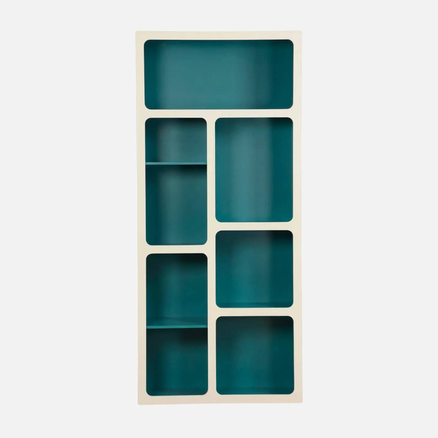 Estante de biblioteca orgânica decoração madeira bicolor 8 compartimentos