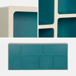 Estante de biblioteca orgânica decoração madeira bicolor 8 compartimentos