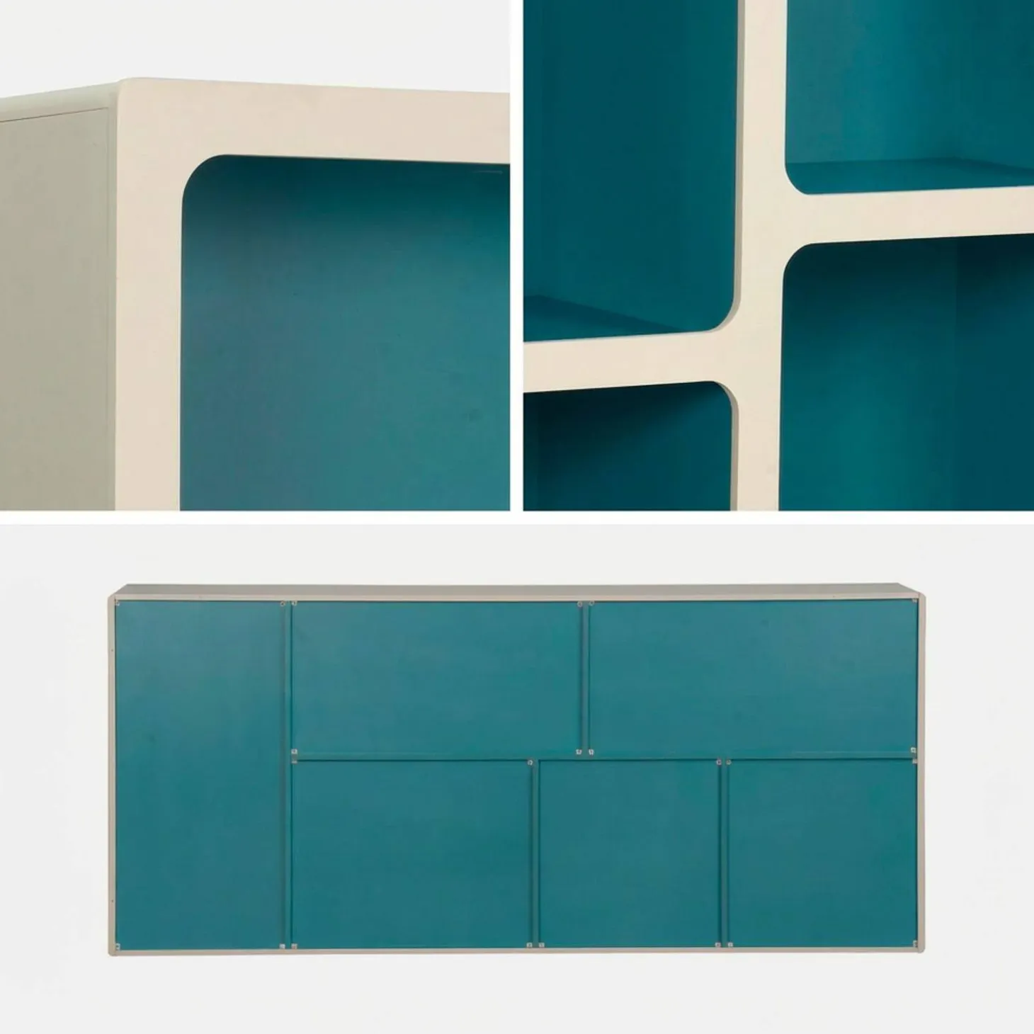 Estante de biblioteca orgânica decoração madeira bicolor 8 compartimentos