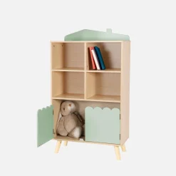 Estante de livros para crianças, 2 portas e 4 prateleiras
