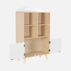 Estante de livros para crianças, 2 portas e 4 prateleiras