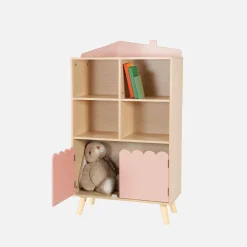 Estante de livros para crianças, 2 portas e 4 prateleiras