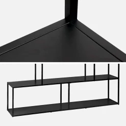 Estante de metal preto em forma de escada, 4 níveis
