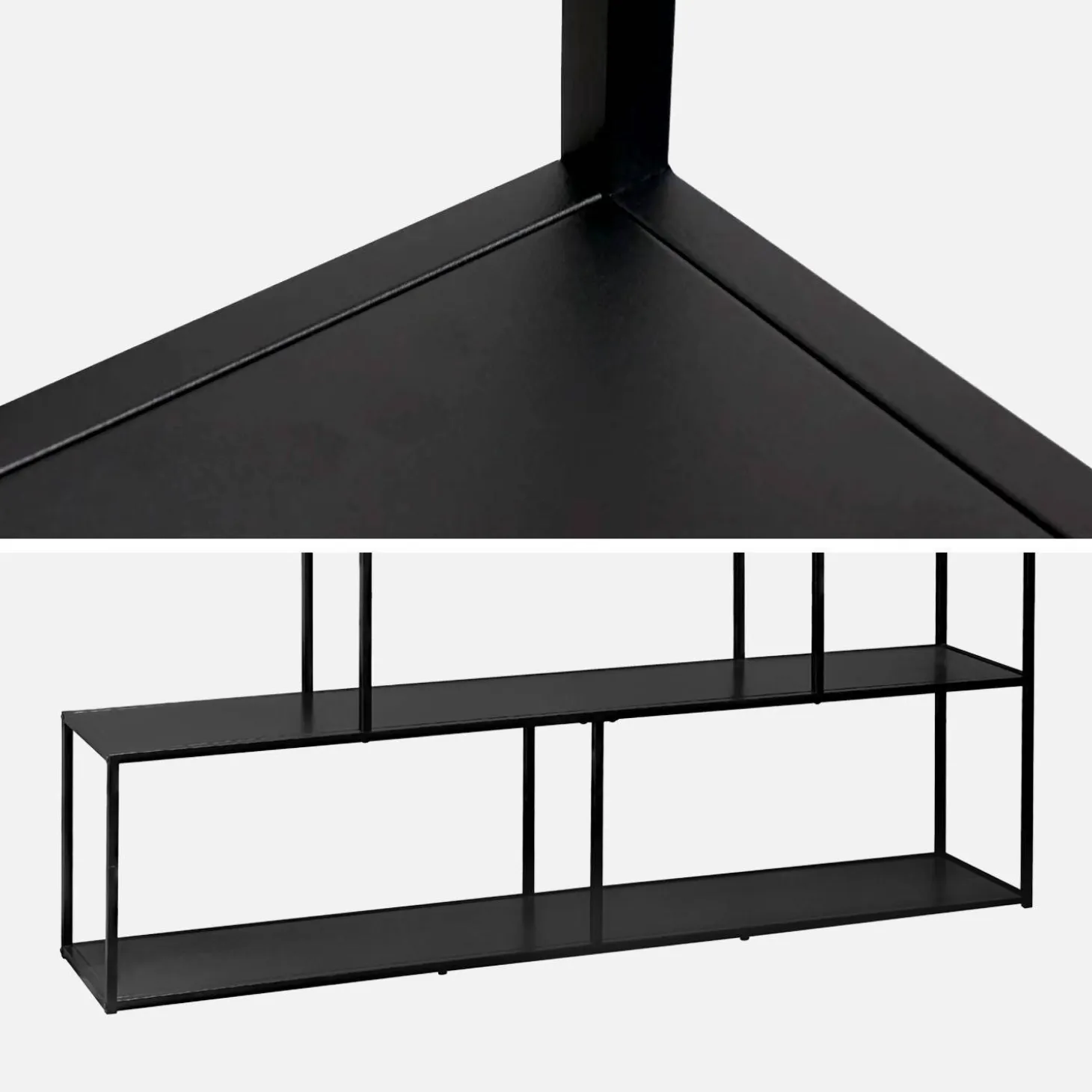 Estante de metal preto em forma de escada, 4 níveis