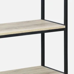 Estante industrial com efeito de metal e madeira, 120cm