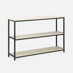 Estante industrial com efeito de metal e madeira, 120cm