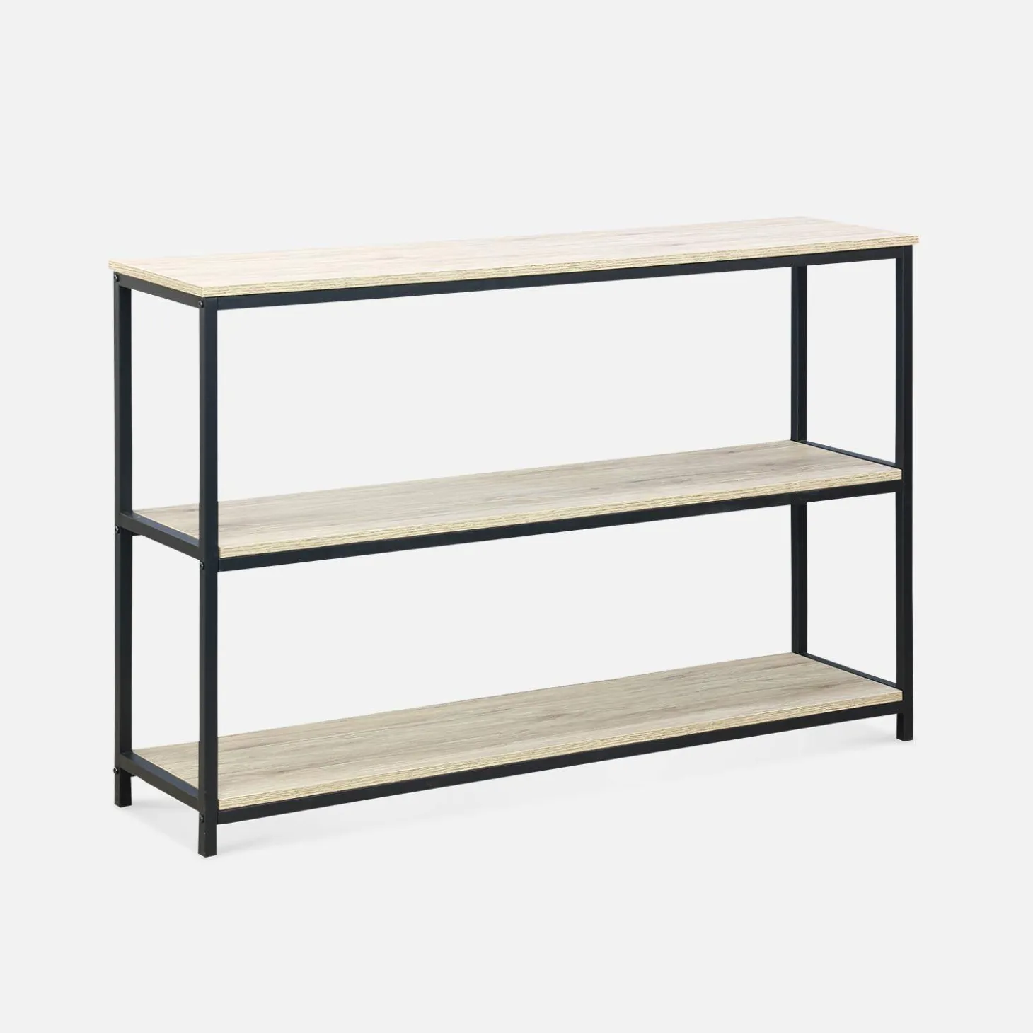 Estante industrial com efeito de metal e madeira, 120cm
